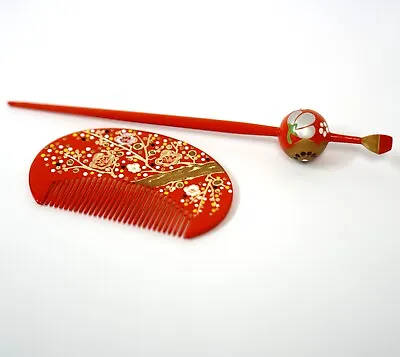 Vintage Japanese Kushi(Comb) Kanzashi Set Hairpin Hair Ornament 2 Sets Ck002 • £37.64