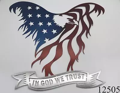 18  Metal Eagle In God We Trust Wall Hanging Sign Eagle American Flag Veteran • $85