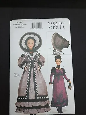 Uncut Vogue 7296 Pattern 11.5  Barbie Doll 1800s Historical Gown Retro Vintage • $15.99