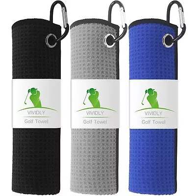 3 Pack Golf Towels Microfiber Waffle Pattern Golf Towel-Contains Golf Towels In • $12.75