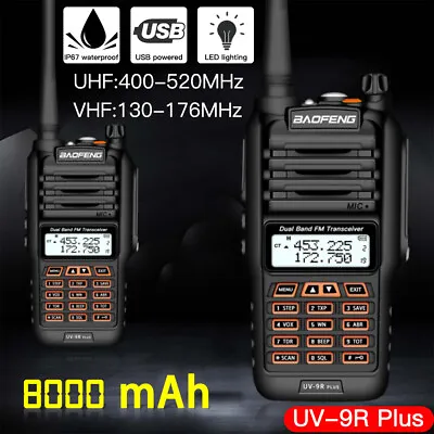 Baofeng UV-9R Plus UHF/VHF IP67Waterproof Walkie Talkie Long Range Two Way Radio • £32.99