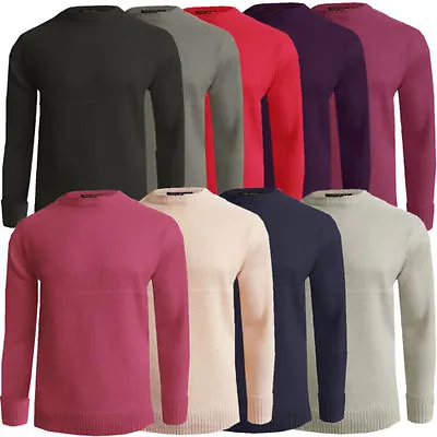 Mens Plain Colour Knitwear Sweater Jumper Pullover Crew Neck Long Sleeve TopBNWT • £8.99