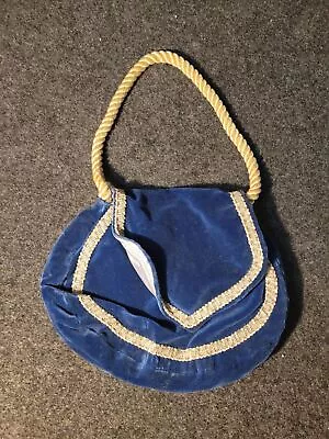 Vintage Carpet Bags Of America Purse Bag Blue Clutch Shoulder Handbag C5 • $22.49