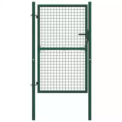 Fence Gate Metal Fence Post Garden Gate For Outdoor Patio Steel Green VidaXL • $288.99