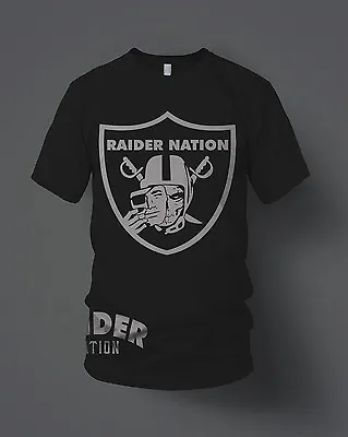 Raiders Raider Nation Skull T-Shirt Black & Silver (New) Oakland Edition • $26.99