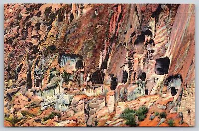 Los Alamos NM~Puye Cliff Dwellings Nr Espanola~Pueblo Ruins~Vintage Linen PC • $3.70
