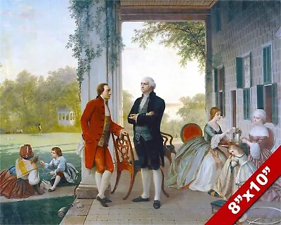 George Washington & Lafayette At Mount Vernon Painting Art Real Canvas Print • $14.99