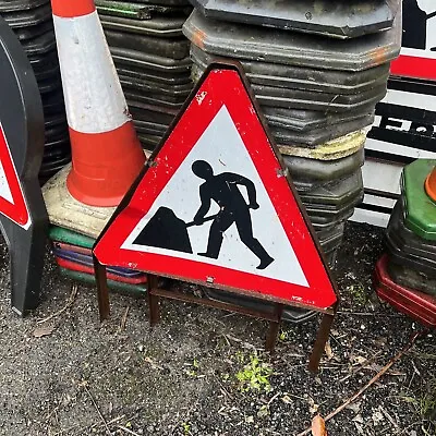 Men At Work Metal Framed Sign *Roadworks/ Construction * Used • £10