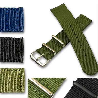 Nylon Military Army Style Watch Strap Band HARD WEARING Blue Green Black Buckle • £9.95
