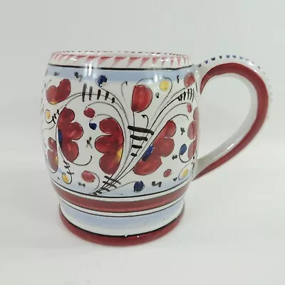 RED  ROOSTER By Deruta Flowers Bands Yellow Accent Mug 4 1/4  Tall 16 Oz • $31.49