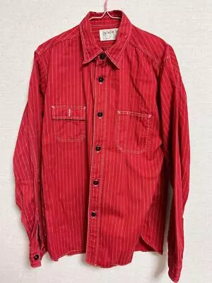 Sugar Cane RED WABASH STRIPE L/S WORK SHIRT Size M Used From Japan • $272.32
