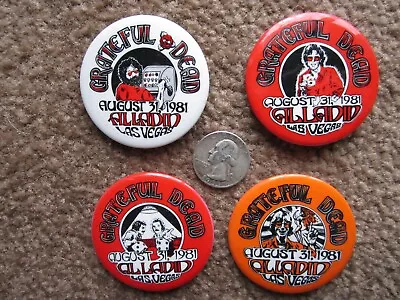 VINTAGE Lot Of 4 Grateful Dead Pins / Buttons ... Early 1980's Las Vegas • $16