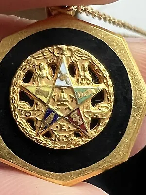 Vintage Masonic Star Fraternity NY Pendant Gold • $34.99