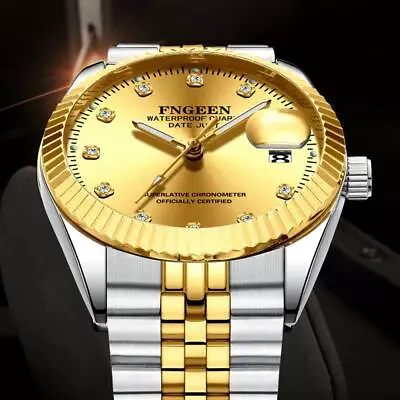 Luxury Fashion Men's Quartz Stainless Steel Analog Sports Wristwatch Gift / Box • £12.44