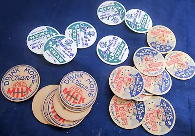 20 Neat Old Paper Milk Bottle Caps WWII Manly Iowa Make America Stronger • $9.95