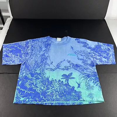 VTG LA Gear AOP Nature Crop Top Shirt Fits Medium Blue Short Sleeve Tag One Size • $29.99