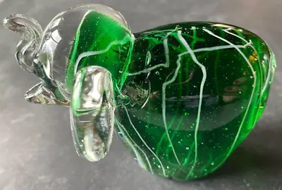 Green Elephant Art Glass Murano Style Swirl Glass 3.5” Paperweight Figurine • $17.50