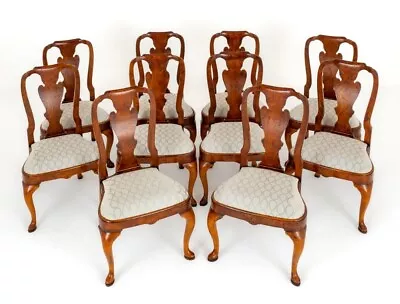 Set Queen Anne Dining Chairs Elm Wood • £5340