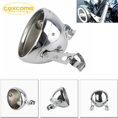 7 Inch Motorcycle Headlight Chrome Housing Headlamp Light Bulb Bucket For Harley • $42