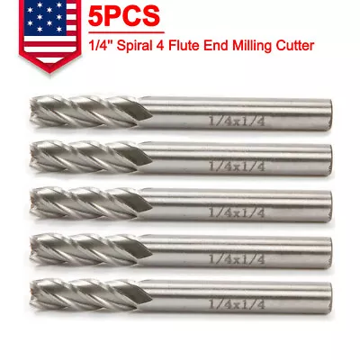 5x 1/4'' Straight Shank Spiral 4 Flute End Milling Cutter CNC Drill Bit Maching • $10.44