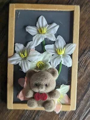 Flocked Mini Teddy Bear Floral Blackboard Refrigerator Magnet 3” School Teacher • $2.99