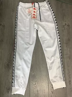 Kappa Slim Fit Tracksuit Bottoms Joggers White / Black (RARE) Size Medium • £35