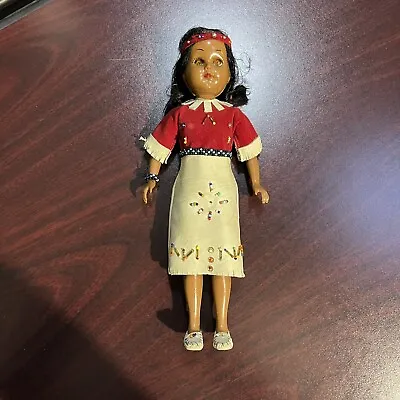 $10 • Buy Vintage Native American / Indian Doll 11” Golden Eyes Leather & Beads