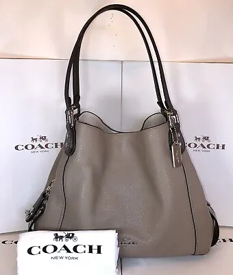 Coach 57670 Edie 31 Colorblock W/Snakeskin Detail Pebbled Leather Shoulder Bag • $125