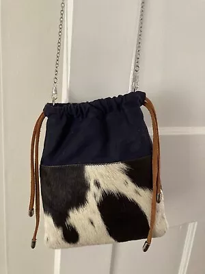 £15 • Buy River Island Leather Cow Print Pouch Bag In Black