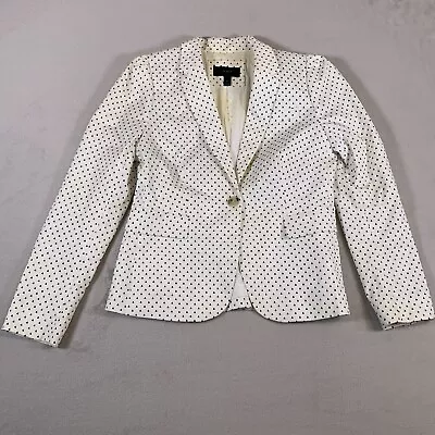 J.Crew Blazer Womens Sz 6 Small White Blazer Jacket One Button Cotton Ladies B2 • $24.95