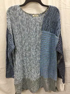 Style Co Blocked Boat-Neck Sweater Blue Combo XS • $15.99