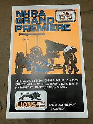 NHRA LIONS Vintage Poster Drag Racing 22x14 Top Fuel Funnycar 1960s • $100