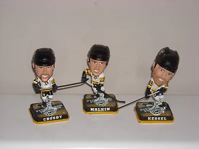 CROSBY KESSEL MALKIN Penguins Mini Set 3 Bobble Heads 2017 Stanley Cup Champs  • $49.95