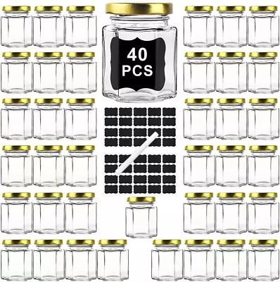 40 Pack Small Glass Honey Jars With Lids For Wedding Favor Baby Showers 3 Oz A • $39.33