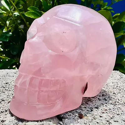 1.32LB Natural Crystal Rose Pink Hand-carved Quartz Skull Reiki Healing. • $0.99