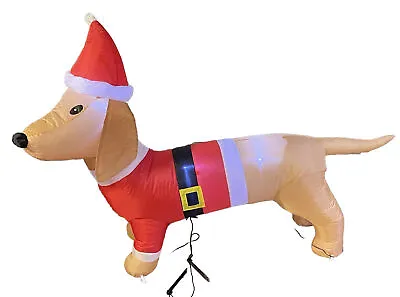 Christmas Inflatable Weiner Dog 6’ Long  Decoration Large Dachshund Santa Hat 🎄 • $31.99