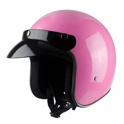 Motorcycle Helmet Half 3/4 Open Face W/Sun Visor Cruiser Scooter Helmet Pink M/L • $59.99