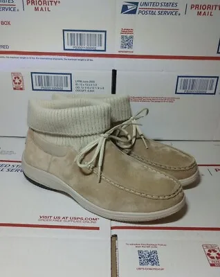 Propet Cardigan Boot Moccasin Foldover Womens Size 11 Tan Leather W1022 • $49.99