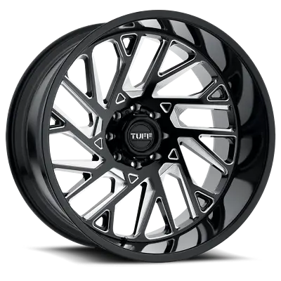 1 New 20X12 Tuff T4B Gloss Black W/ Milled Spokes 6X139.7 ET-45 • $333.49