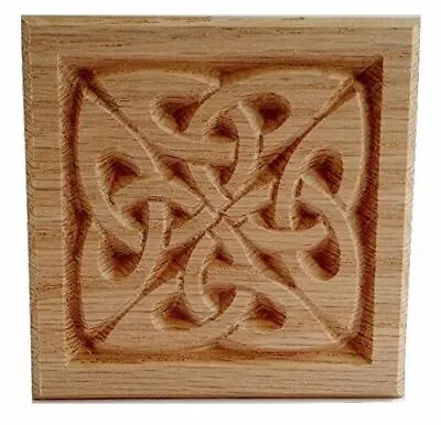 *SET Of 4* Celtic  Quad Knot  Carved Rosette Block  3.5  X 3/4   Oak Pine MDF • $19.60