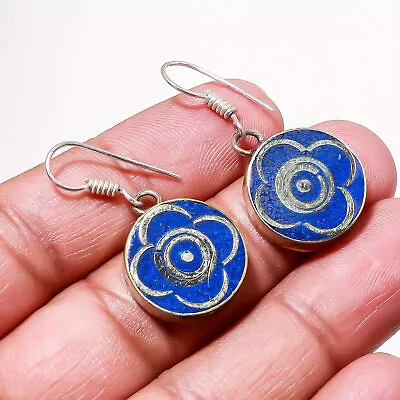 Lapis Lazuli Handmade Ethnic Tribal Drop/Dangle Earrings Nepalese 1.40  SR 3559 • $4.99