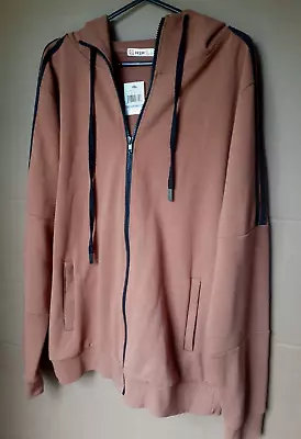 H2H Men's Size Large Casual Slim Fit Hoodie Zip-up Jacket Pockets Caramel NWT • $26.99