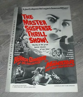 HORROR CHAMBER Of Dr. FAUSTUS & MANSTER DOUBLE FEAT PROMO HORROR MOVIE PRESSBOOK • $9.99