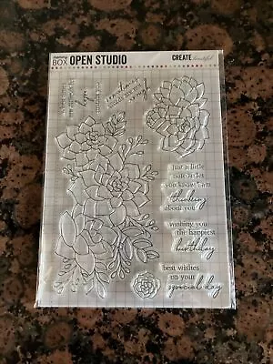 Memory Box Open Studio Elegant Succulent Sentiments Stamps CL5270 • $12.99