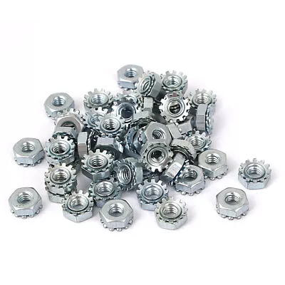 8#-32 Female Thread Zinc Plated Kep Hex Star Lock Nut 50pcs • $7.70