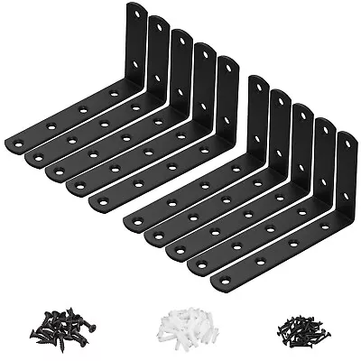 10Pcs Heavy Duty L Shaped Angle Shelf Brackets Support Cast Iron Wall Mounted • £8.85