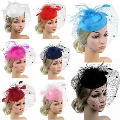 $11.61 • Buy Colors Mesh Hair Fascinator Hat Feather Headdress Headband Accessories Top Hat