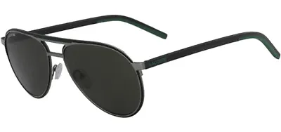 Lacoste Men's Shiny Gunmetal/Grey/Green Pilot Sunglasses - L193S 035 • $37.99