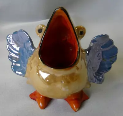 Vintage 1930’s Lustreware Porcelain Wide Mouth Baby Bird Toothpick Holder • $25