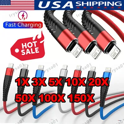 Braided Fast Charger Cable Heavy Duty USB Lot Cord For IPhone 14 13 12 11 X XR 8 • $281.39
